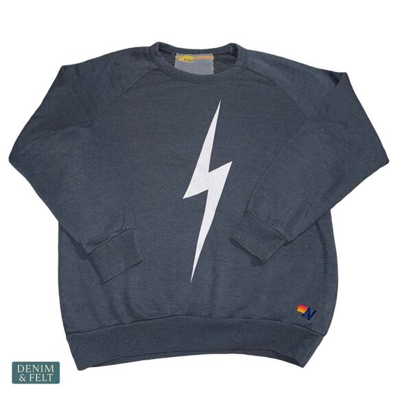 Aviator Nation Bolt Crew Sweatshirt Charcoal Lightning Graphic Unisex Vintage LA - Picture 7 of 10